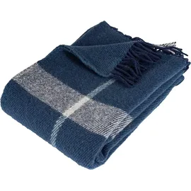 Arctic Wolldecke Wollplaid Wohndecke im Scandi Design 100% Schurwolle mit Woolmark Siegel 130 x 200 cmBlau - Blau