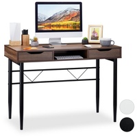 Relaxdays Schreibtisch braun/schwarz rechteckig, 4-Fuß-Gestell schwarz 110,0 x 55,0 cm
