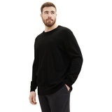 TOM TAILOR Rundhalspullover, Gr. 4XL, black, , 61827664-4XL