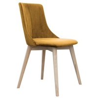 Beautysofa Polsterstuhl Felix (mit bequemem Sitz, Stuhl mit Holzbeine, für Wohnzimmer, Esszimmer), Holzstuhl mit gepolsterte Rückenlehnen und Sitz gelb