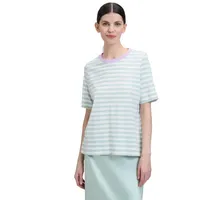 Cartoon Streifenshirt mit Rundhalsausschnitt in Cream/Mint | Gr.: 34