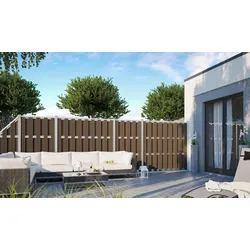 WPC Sichtschutz Grevesmühlen - Sichtschutzzaun aus WPC, Anthrazit – Steckzaun Zaunelemente – Gartensichtschutz für die Terrasse