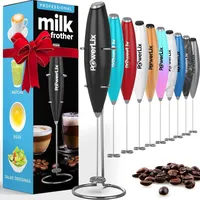 PowerLix Milchaufschäumer Stab, Milchschäumer Elektrisch - mit Edelstahlständer 15-20s,