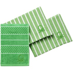 Benetton - Set bestehend aus 3 Servietten und Küchentüchern (1 Frotteetuch 50 x 50 cm + 2 Servietten), 100 % grüne Baumwolle