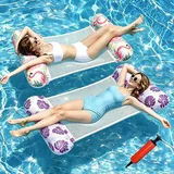 2 Stück Wasserhängematte mit 1 Luftpumpe, 4 in 1 Aufblasbare Pool Luftmatratze & Wasserspielzeug, Netz Liege & Schwimmsessel & Sofa für Erwachsene, Pool, Strand, Badesee