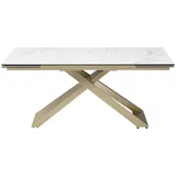 Vente-Unique Esstisch, Weiß, Glas, Keramik, Uni, 6-Sitzer, Rechteckig, 220x76x90 cm, Esszimmer, Tische, Esstische