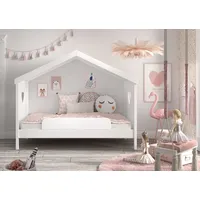 Vipack Hausbett Amori mit Liegefläche 90 x 200 cm, inkl. Rolllattenrost, Kiefer und MDF weiß lackiert