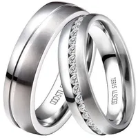 DOOSTI Trauring Schmuck Geschenk Edelstahl Trauring Ehering Partnerring LIEBE, wahlweise mit oder ohne Zirkonia silberfarben 56