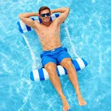 Aufblasbare Wasserhängematte Schwimmbett Wasserliege Luftmatratze Pool Lounge Blau, H083 - Blau
