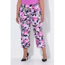 Ulla Popken Schlupfhose 7/8-Jerseyhose Blüten weites Bein Elastikbund rot 66/68