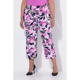 Ulla Popken Schlupfhose 7/8-Jerseyhose Blüten weites Bein Elastikbund rot 66/68
