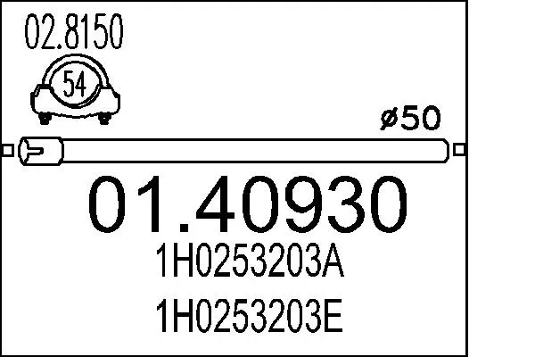 MTS Abgasrohr 0140930 vorne für VW