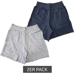 2er Pack AjC Damen Sommer-Shorts kurze Hose Mode-Bermuda 96037333 Dunkelblau/Grau - 34