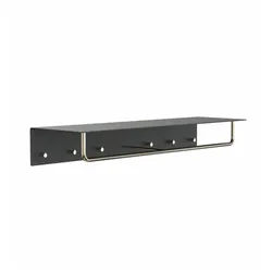 Frost Unu Wandgarderobe schwarz matt / gold poliert | mit 6 Haken