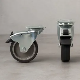 Wiltec Lenkrolle 75mm mit Kunststoffrad, Bremse und Anbauplatte Transportrolle bis 75kg leiser Lauf Möbelrolle Laufrolle Möbel-Lenkrolle