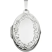 Medallionanhänger JOBO "Anhänger Medaillon oval 31 mm", silber (weißgold 585), Schmuckanhänger, Damen, Weißgold 585, 585 Weißgold für 2 Fotos