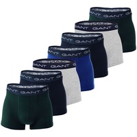 GANT Herren Boxershorts, 7er Pack - Basic Trunks, Cotton Stretch, Logo, uni Blau/Grün/Grau M
