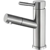 Wasserhahn Bad für Waschbecken Badarmaturen Mischbatterie Waschtischmischer mit Brause Ausziehbar 304 Edelstahl Wasserhahn Bad Waschtischarmatur Einhebelmischer Gebürstet Armatur für Waschbecken