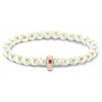 Thomas Sabo Charm-Perlenarmband aus Sterling Silber mit 750er Roségold-Vergoldung, X0284-428-14, Größe 17,5 cm