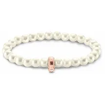 Thomas Sabo Charm-Perlenarmband aus Sterling Silber mit 750er Roségold-Vergoldung, X0284-428-14, Größe 17,5 cm