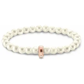 Thomas Sabo Charm-Perlenarmband aus Sterling Silber mit 750er Roségold-Vergoldung, X0284-428-14, Größe 17,5 cm