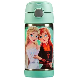 Thermos kids FUNTAINER STRAW BOTTLE DISNEY 0,35 l, Frozen II, Thermoflasche Kinder aus Edelstahl mit Trinkhalm, 12 h kalt, spülmaschinenfest, dicht ohne Kohlensäure, Disney Flasche für Kita, Schule