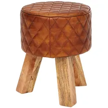 FineBuy Sitzhocker Echtleder 35 x 46 x 35 cm Braun