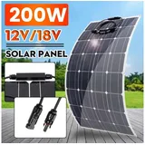 GLIESE Balkonkraftwerk 200W Solarpanel für Wohnmobile, Camping, Balkonkraftwerk, 200 W, Monokristalline, (packung, 1-St., Flexible Solarmodul), Erweiterbar durch Serien- und Parallelschaltung