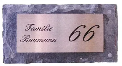 Namensschild Schieferstein Edelstahl Rechteck