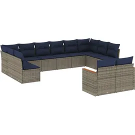 vidaXL Gartensofa-Set 12-tlg. grau Polyrattan