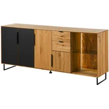 MASSIVMOEBEL24.DE Sideboard Wildeiche 180x43x79 natur geölt LINDAU #109 - 2 Jahre Gewährleistung - mind. 14 Tage Rückgaberecht - Beige