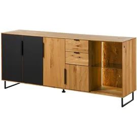 MASSIVMOEBEL24.DE Sideboard Wildeiche 180x43x79 natur geölt LINDAU #109 - 2 Jahre Gewährleistung - mind. 14 Tage Rückgaberecht - Beige