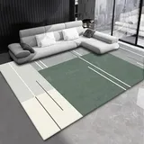 Geometrischer grau-grüner Teppich, waschbar, Kurzflor-Teppich für Wohnzimmer, Schlafzimmer, Esszimmer, 160 x 230 cm, modernes Design, weiche Textur, langlebige Bodenmatte