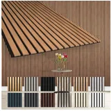 Hexim Wanddekoobjekt AP09 (Akustikpaneele 278x60cm Holz Comfort - flexible Holzpaneele Platten Lamellenwand MDF Wandpaneele Lamellenverkleidung Wandverkleidung schalldämmend 1.67m2 Teak) braun