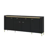 Höffner Sideboard mit Softclose ¦ schwarz ¦ Maße (cm): B: 200,3 H: 87,3 T: 40.0