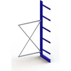 Meta Kragarmregal Anbau IPE140 einseitig 3000 x 1300 x 800 mm Enzianblau + 5 Armen je Ständer