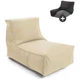 mokebo Sitzsack mit Schutzhülle für Kinder & Erwachsene 'Der Sundowner', Bean Bag mit Füllung oder Bodenkissen für Indoor & Outdoor, auch als Liegekissen, Relaxliege oder Liege in Beige