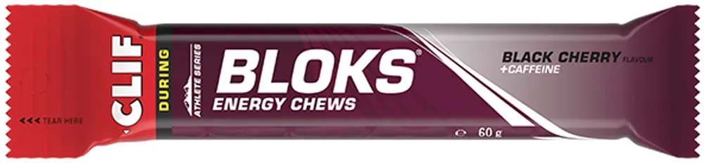 Clif Bar Bloks Energie Kaubonbons Black Cherry Flavour + Caffeine 60 g - Mindesthaltbarkeit 09.01.2026