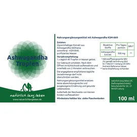 natürlich lang leben Ashwagandha Extrakt Tropfen 100 ml