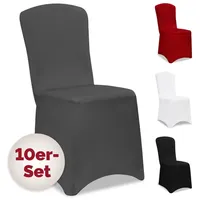 DETEX Detex® Stuhlhussen 10er Set Stretch Öko-tex® Zertifiziert Stuhlbezüge Hussen Stühle Bezug Überwurf Hochzeit Weihnachten Anthrazit