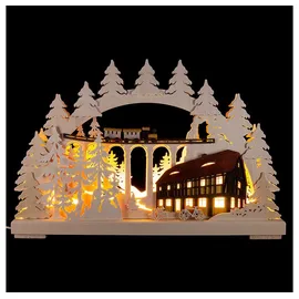 RATAGS Kunsthandwerk Schwibbogen Schwibbogen Gebirge mit Eisenbahnbrücke (44x27cm) von RATAGS Holzdesig