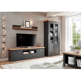 OTTO home Wohnwand Westminster, (Set, 3-St., Vitrine, Lowboard, Wandregal), im romantischen landhausstil grau