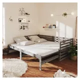 furnicato Bett Multifunktionales Tagesbett 203,5x185x68,5 cm Grau aus Massivholz (1-tlg), Ausziehbares Gästebett mit Sicherheitskante für kleine Räumlichkeiten grau