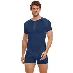 Falke Funktions-Tshirt Warm 2024 (maximale Bewegungsfreiheit) Kurzarm spaceblau Herren