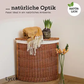 lycce Eckwäschetruhe - 75 L oder 125 L - aus Weide Eckkorb mit Deckel