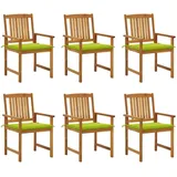 vidaXL Gartenstühle mit Kissen 6 St.  Massivholz Akazie  beige