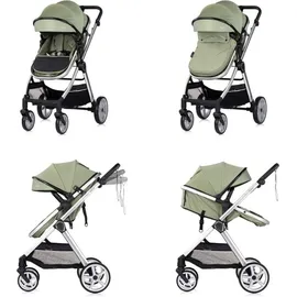 Chipolino Kombikinderwagen 2 in 1 Vista Wickeltasche, Fußabdeckung, Korb, Gurt grün