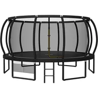 JUMMICO Trampolin Outdoor Ø 228/305/366/427/488 cm mit Schutznetz und Leiter, GS-geprüftes Freizeit-Trampolin für Kinder und Erwachsene, Rahmen mit Rostschutzbeschichtung, Belastbarkeit 150kg
