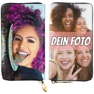 MEIERLE Personalisierte Foto-Geldbörse mit Foto - Individuelle Clutch-Tasche mit Mehreren Kartenhaltern und eigenem Text/Foto