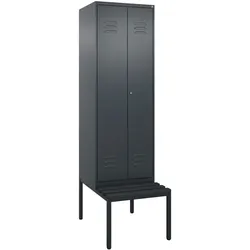 C+P Doppel-Spind Classic PLUS Kunststoff untergebaute Bank, 2 Abteile, HxBxT 212x60x82cm, Zylinderschloss, Anthrazit von PROREGAL